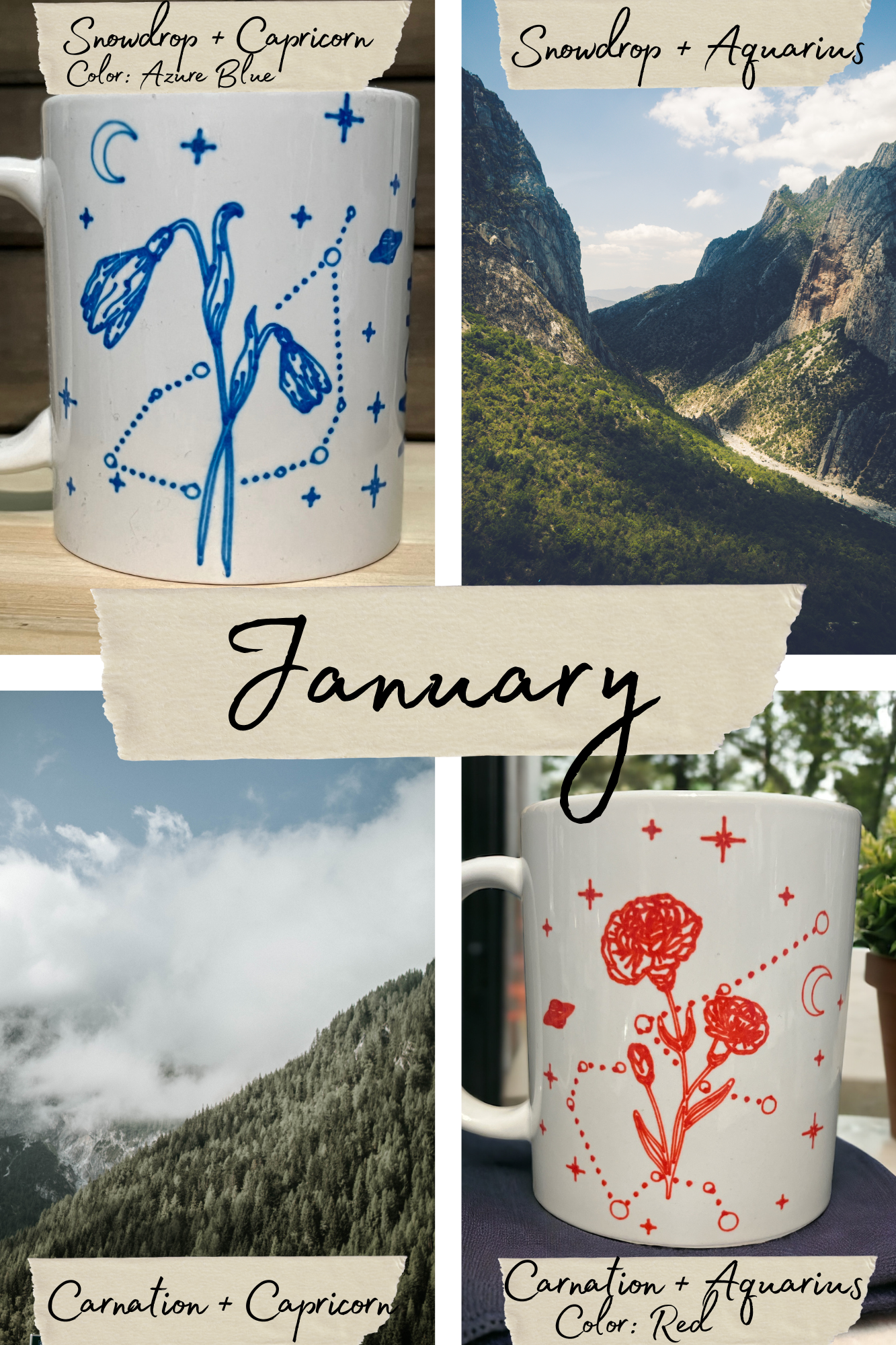 Birth Flower + Constellation Mug