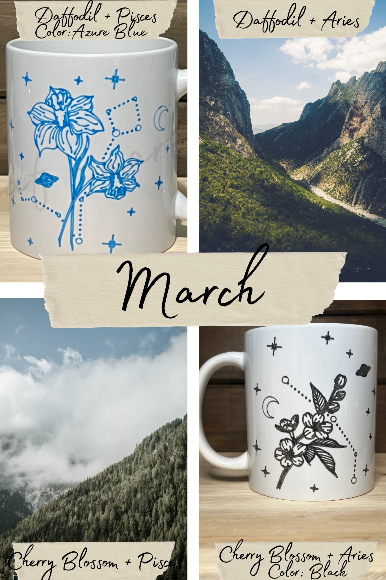 Birth Flower + Constellation Mug