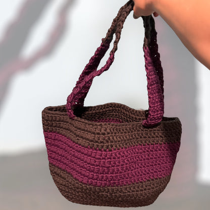 Large Color Block Crochet Tote