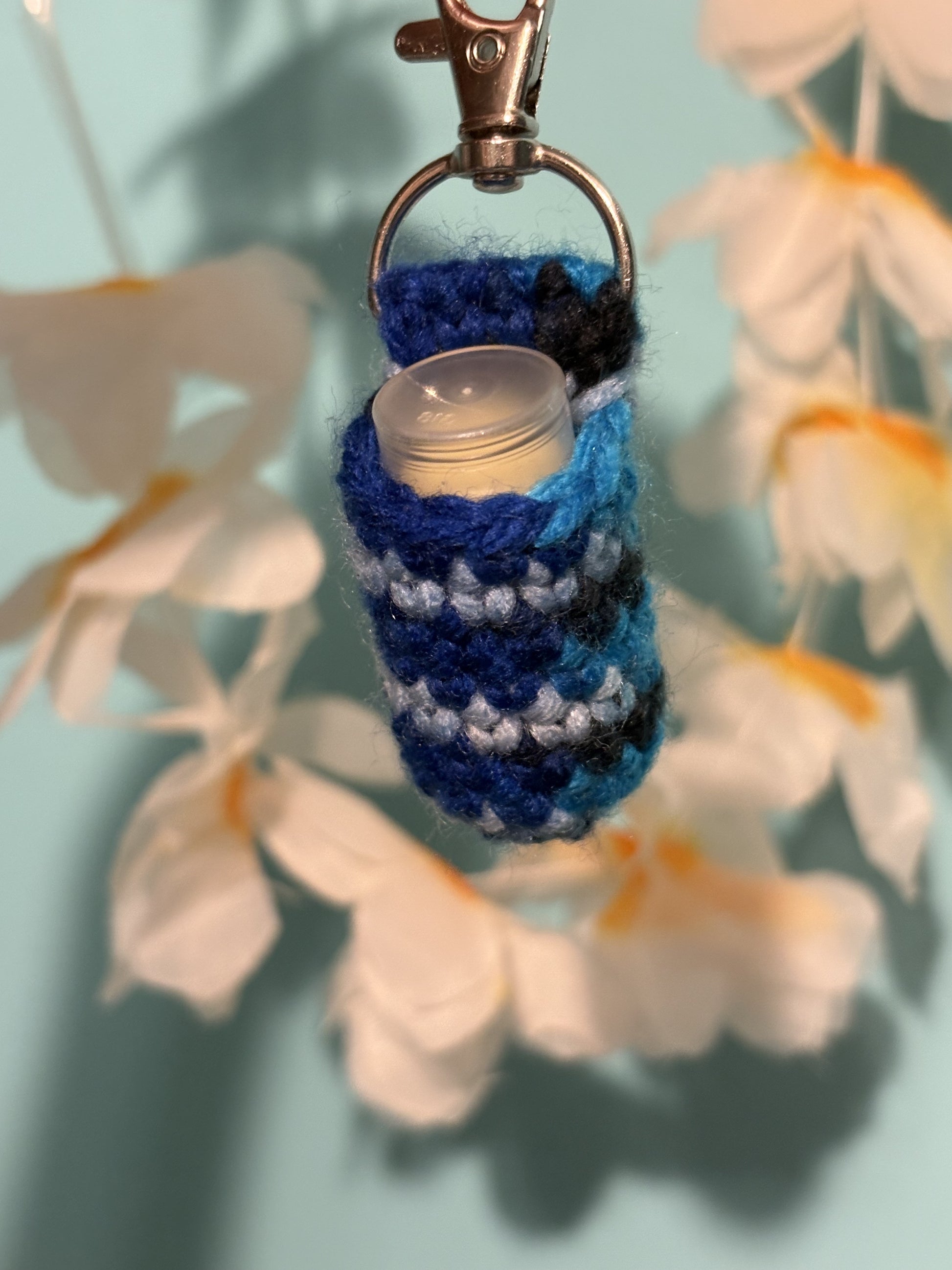 Mini Crochet Lip Balm Holder Blue Splash - Main Image