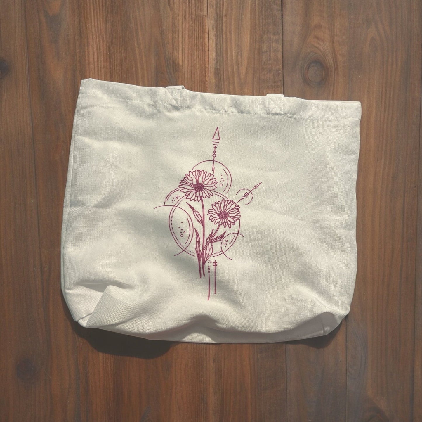 April Geometric Birth Flower Tote - leaf + marble