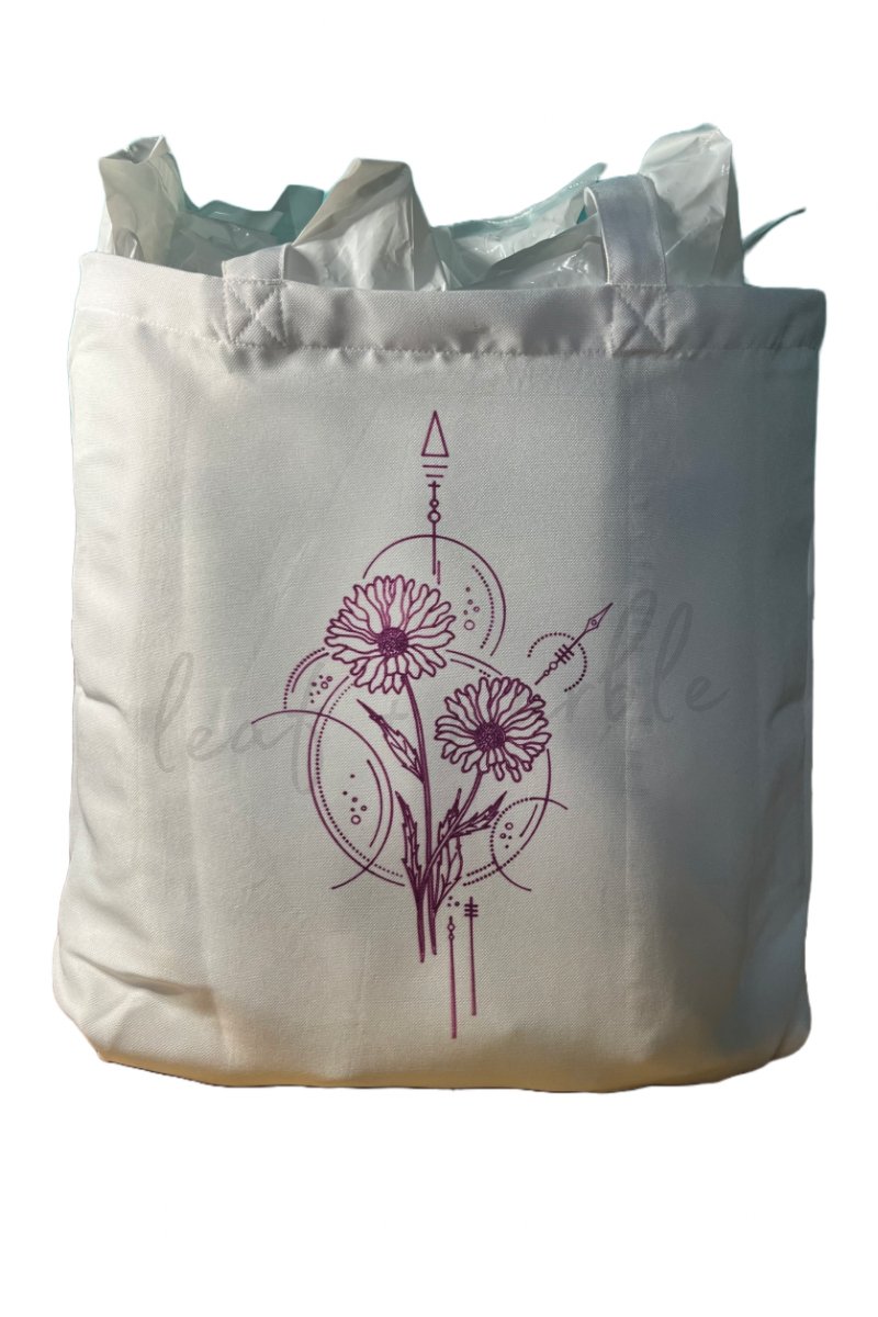 April Geometric Birth Flower Tote - leaf + marble