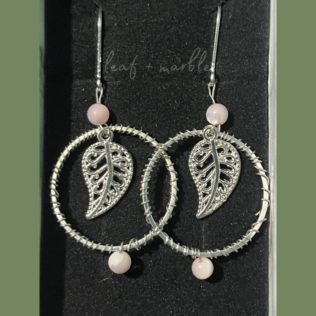 Beleaf in You Earrings - leaf + marble