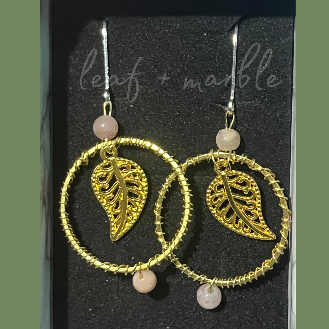 Beleaf in You Earrings - leaf + marble