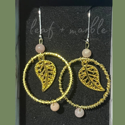 Beleaf in You Earrings - leaf + marble