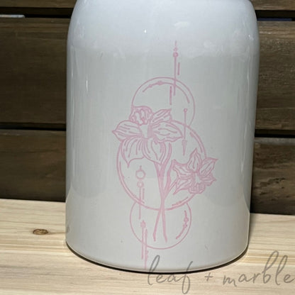 Geometric Birth Flower Stainless Steel Tumbler - leaf + marble