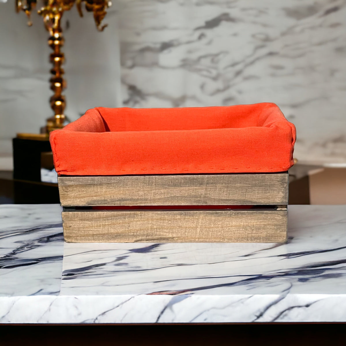 Mini Wood Crate with Liner – leaf + marble