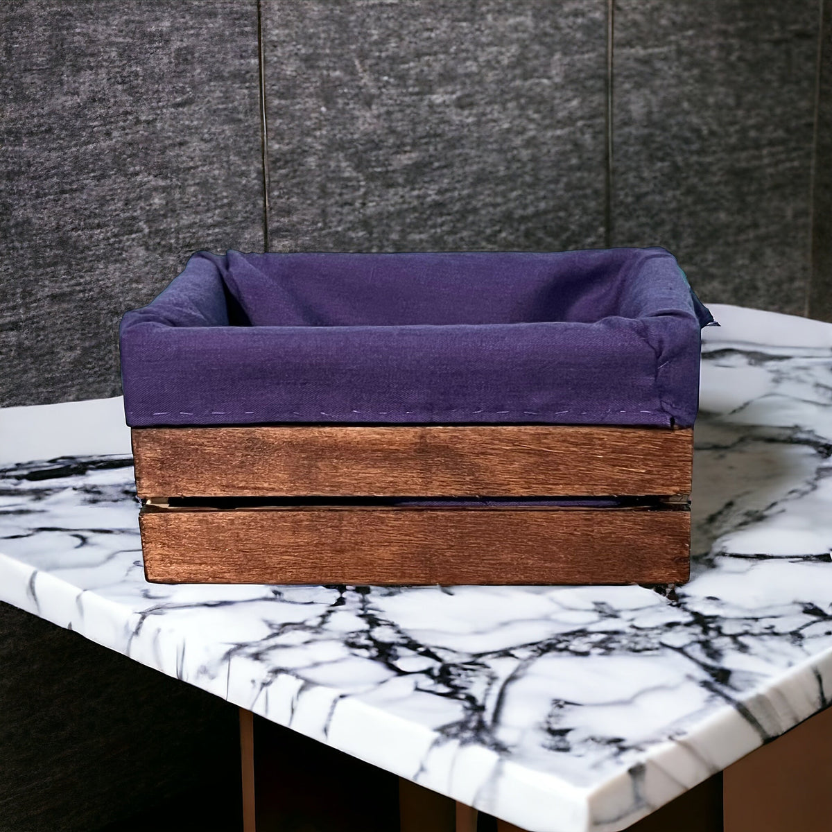 Mini Wood Crate with Liner – leaf + marble